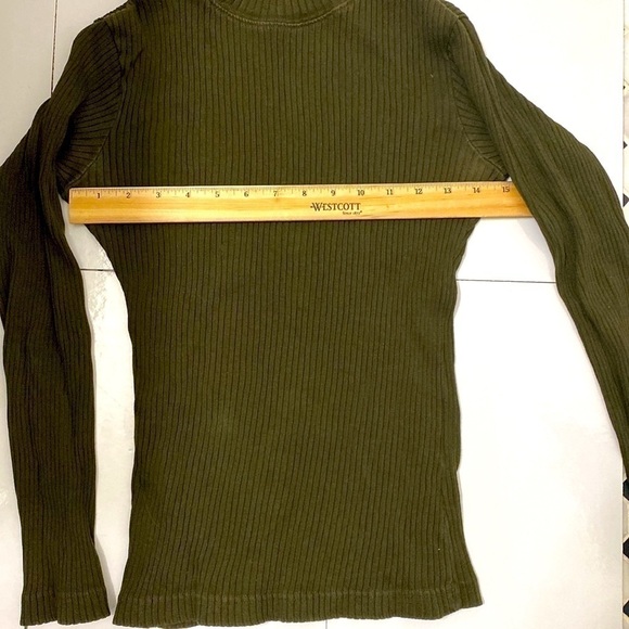 Clifford & Wills 💯 cotton military green mock neck ribbed turtleneck.Size Small - Picture 4 of 5